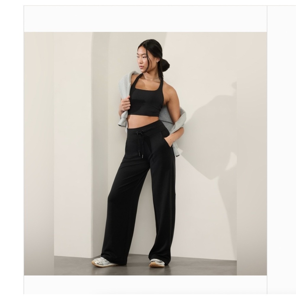 Athleta Black Balance Mid-Rise Wide-Leg Pants 882628 Small S
